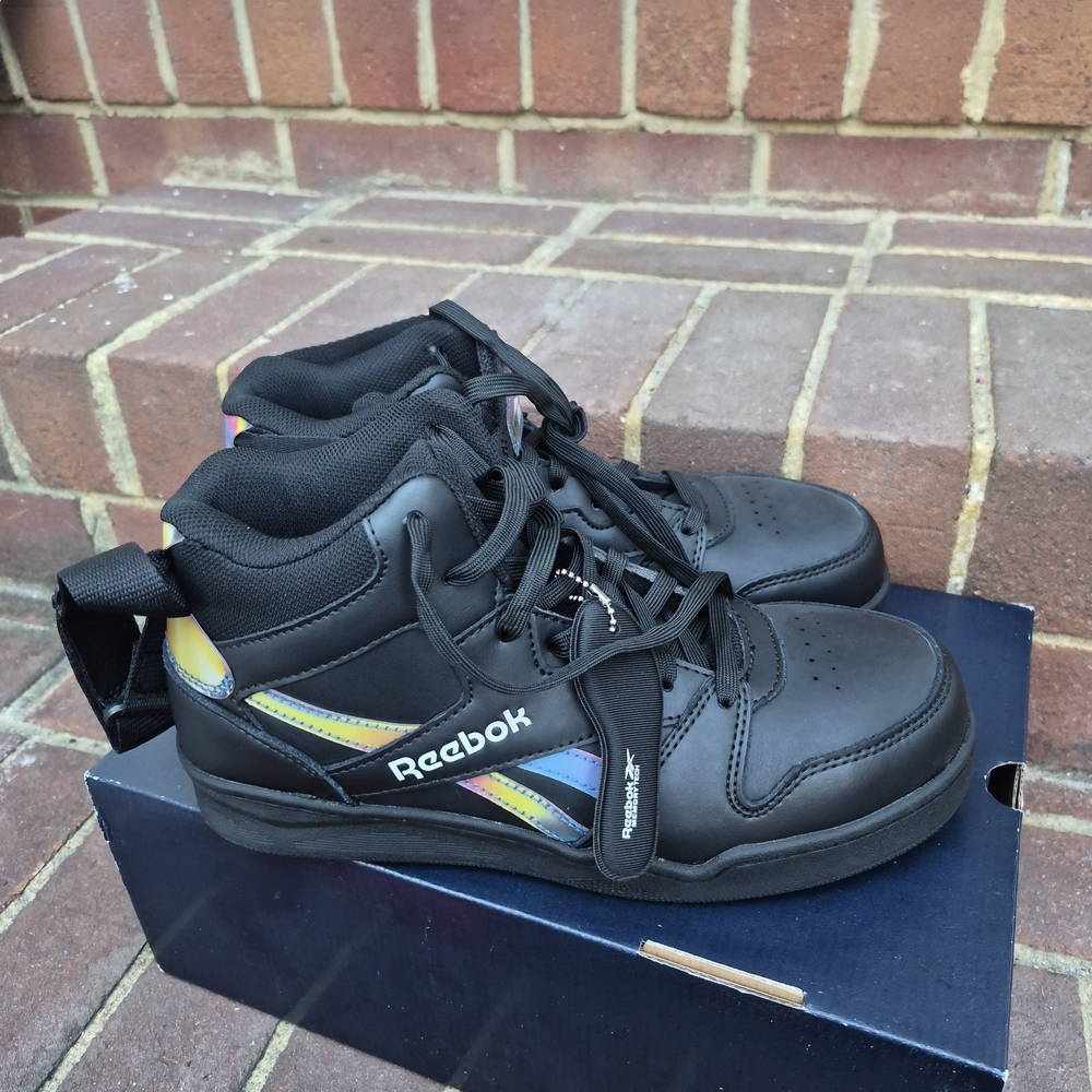 Reebok Black High-Top Sneakers with Rainbow Accents